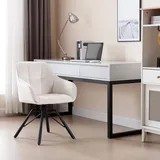 Woltu 2 x Esszimmerstuhl Polsterstuhl mit Samtbezug, Creme