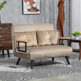 Homcom Schlafsofa, Klappbett mit Bettfunktion, Verstellbarer Rückenlehne, Hellbraun