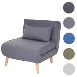 Schlafsessel HWC-D35, Schlafsofa Funktionssessel Klappsessel Relaxsessel Jugendsessel Sessel, Stoff/Textil ~ hellgrau