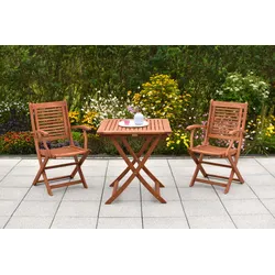 Garten-Essgruppe MERXX "»Cordoba«", beige (natur, natur, natur), Massivholz, Sitzmöbel-Sets, Tisch klappbar: LxB: 70x70 cm