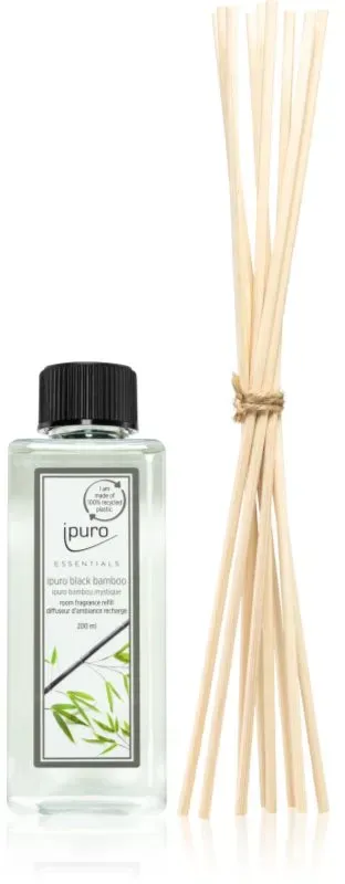 ipuro Essentials Black Bamboo Ersatzfüllung Aroma Diffuser + Ersatzstäbchen für Aromazerstäuber 200 ml