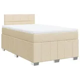 vidaXL Boxspringbett mit Matratze Creme 120x190 cm Stoff