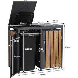 ML-Design Mülltonnenbox 3er 200 x 80 x 116,3 cm braun