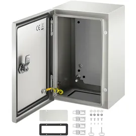 Vevor Schaltschrank NEMA-Industriegehäuse, 30 x 20 x 15 cm NEMA 4X-Stahl-Verteilerschrank, IP66 wasserdicht und staubdicht, elektrischer Anschlusskasten für den Außen-/Innenbereich, mit Montageplatte