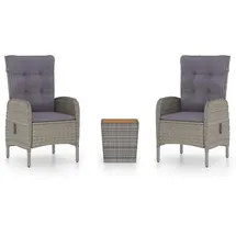 vidaXL 3-tlg. Bistro-Set Poly Rattan und Akazienholz Grau