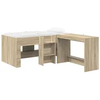 vidaXL Hochbett mit Schreibtisch für Kinder 2 Stk. 90 x 200 cm Eiche Sonoma