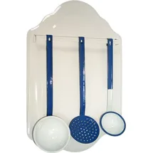 Linoows Retro Löffelgarnitur mit Wandblech, Kellengarnitur, Küchenhelfer Set, weiß blau