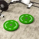 Set Mit 2 Gewichtsscheiben Aus Gummi (2 X 10 Kg), Für Fitnessstudio Und Zuhause, Mit 5 Cm Loch Für Kurzhanteln Und Langhanteln, Grün