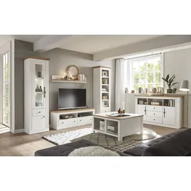 Home Affaire Wohnwand HOME AFFAIRE "Westminster TOPSELLER", weiß (pinie weiß, wotan eiche), B:315cm, Holzwerkstoff, Kastenmöbel-Sets, Holz Wohnwände Wohnwand, im romantischen Landhausstil