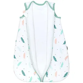 TupTam Baby Schlafsack 2,5 TOG – Warm, ärmellos, Wattiert" Gr. 68, silber Federn, Kinder Größe: 68-74 - 68-74