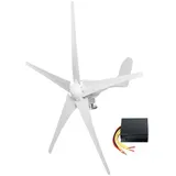 KX-ENERGY 500W Horizontale Windturbinen 5 Flügeln Windgenerator Komplettanlage, 12V 24V Windmühlen Windkraftanlage mit Laderegler für Stromergänzung