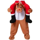 dressforfun 303618 Unisex Huckepack Kostüm Rentier, Weihnachts Verkleidung, Einheitsgröße, mehrfarbig