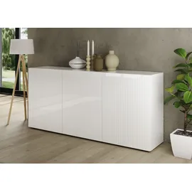 INOSIGN Sideboard »Rio Breite 181 cm, Kommode mit 3 Türen, Anrichte,« geriffelte MDF-Fronten, modern u. elegant, viel Stauraum weiß