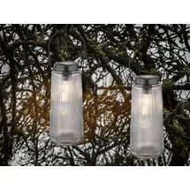 meineWunschleuchte 2er Set LED Solar Laterne Outdoor Gartenbeleuchtung Solarlampe Balkon, Höhe 25cm