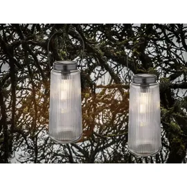meineWunschleuchte 2er Set LED Solar Laterne Outdoor Gartenbeleuchtung Solarlampe Balkon, Höhe 25cm