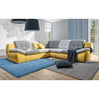 Ecksofa Schlafsofa PEDRO Gelb / Grau Länge Schenkel Rechts