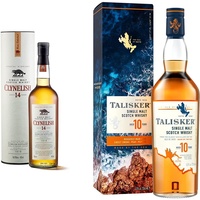 Clynelish 14 Jahre | Single Malt Scotch Whisky | Klassischer Bestseller | handgefertigt aus Schottland | 46% vol | 700ml & Talisker 10 Jahre | mit Geschenkverpackung | 45.8% vol | 700ml
