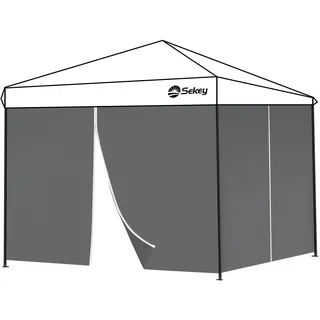 Sekey 2PCS Seitenwände für Pavillon 3x3 Wasserdicht Winterfest, Seitenwände für Pavillon Partyzelt Gartenzelt 3x3m, 2 Türen, Grau