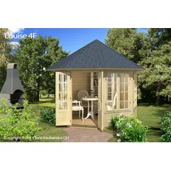 TENE Kaubandus Gartenhaus "LOUISE 4F", 40 mm Wandstärke, unbehandelt, 315 cm, mit Doppeltür + 4 Fenster