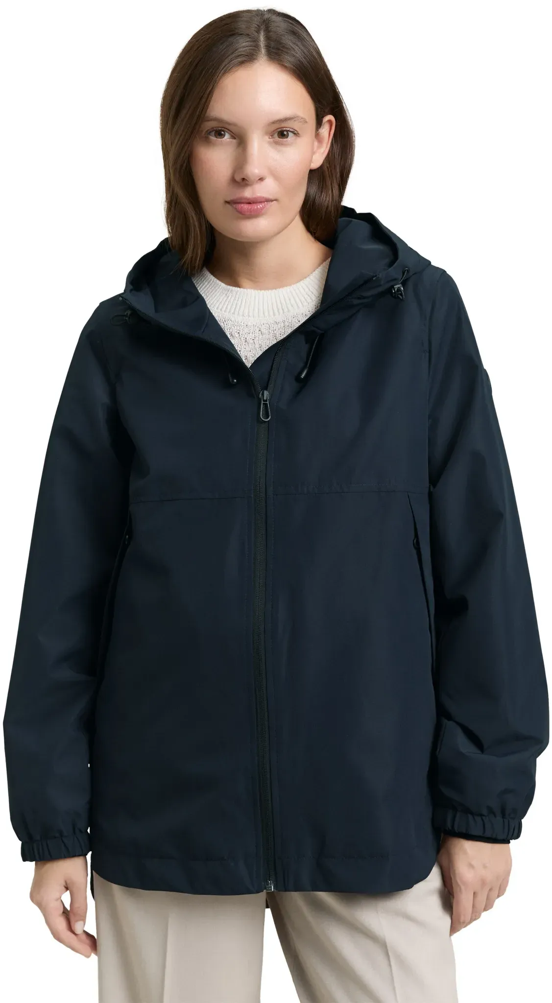 Cabanjacke TOM TAILOR, Damen, Gr. S, blau (sky captain blau), Web, Obermaterial: 100% Polyester. Futter: 100% Polyester, unifarben, regular fit normal, elastischer Bund, Jacken, mit Kapuze