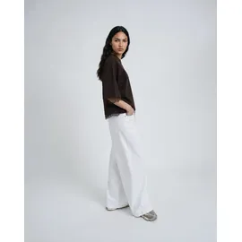 Smith & Soul SMITH & SOUL, Damen, Gr. M, braun (schwarz choc), Jersey, Obermaterial: 100% Baumwolle, unifarben, lässig geschnitten hüftlang, Rundhals, Spitze, Shirts T-Shirt, mit Spitzendetails, Boxy Fit