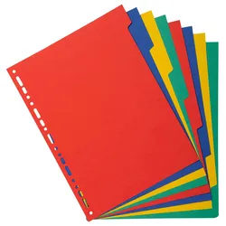 Exacompta 2008E 25x Register aus Recyclingkarton 220g, 8 Positionen, für Format DIN A5 - Farben sortiert