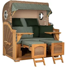Mr. Deko Strandkorb Düne Grande Bullauge Teak PE Banana Dessin 504