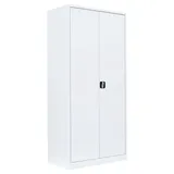 Flügeltürenschrank komplett montiert weiß Metallschrank abschließbar 195x92x60cm Lagerschrank Aktenschrank 4 Fachböden 530367