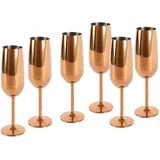 Echtwerk Champagnerglas, Sektkelche aus Edelstahl, Unzerbrechliche Gläser, Partygläser für Hochzeit/Geburtstag/Picknick, Geschenkset, 6-tlg, 250 ml, Kupfer-Edition