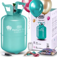 TOM Helium Gas – Helium Gasflasche inkl. 30 Ballons & 100 m Schnur – Helium Balloon Gas für bis zu 30 Luftballons für Geburtstag, Hochzeit & Co. – für Folienballons geeignet