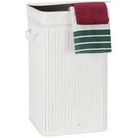 Relaxdays 3 x Faltbarer Wäschekorb Bambus weiß Weiß