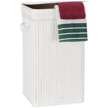 Relaxdays 3 x Faltbarer Wäschekorb Bambus weiß Weiß