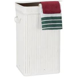 Relaxdays 3 x Faltbarer Wäschekorb Bambus weiß Weiß