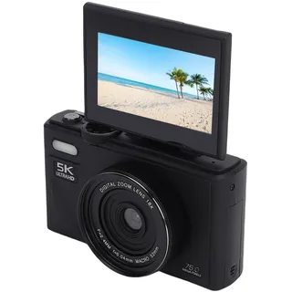 XUMIUZIY Retro-Digitalkamera, Spiegellose 75-MP-5K-Videokamera mit 18-fachem Optischem Zoom und Intelligentem Autofokus für die Reisefotografie von Content-Erstellern (Black)