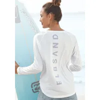 Longsleeve ELBSAND "Tinna" Gr. L (40), weiß Damen Shirts mit Logodruck hinten, Langarmshirt aus Baumwoll-Mix, sportlich-casual