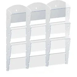 Wand-Plastikhalter für Prospekte - 3x3 A4, weiß