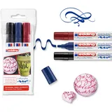 edding 4-1455-3 Fasermaler Calligraphy Marker, 3er Set, 1-5 mm, schwarz/stahlblau/karmesin