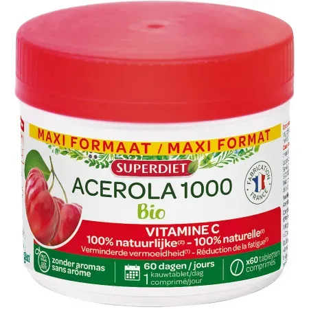 Superdiet Acerola 1000 Bio Maxi Format 60 Kautabletten