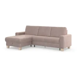 Home Affaire Ecksofa HOME AFFAIRE "Summer L-Form", rosa (altrosa), B:249cm H:91cm T:164cm, 95% Polyester, 5% Polyamid, Sofas, Ecksofa, mit Recamiere, mit oder ohne Bettfunktion und Bettkasten, Cord-Bezug