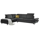 W.Schillig Ecksofa taoo, elegant und zeitlos, bequem, L-Form, mit Sitziefenverstellung & Kopfteilverstellung schwarz