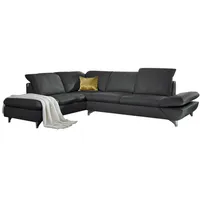 W.Schillig Ecksofa taoo, elegant und zeitlos, bequem, L-Form, mit Sitziefenverstellung & Kopfteilverstellung schwarz