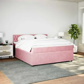 vidaXL Boxspringbett mit Matratze Rosa 180x200 cm Samt - Rosa