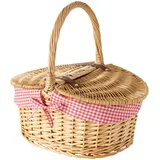 Picknickkorb aus Weide DENYA, karierter Stoff, 47 x 34 x 42 cm