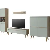 INOSIGN Wohnwand »Torge, Anbauwand, Schrankwand, Mediawand, Wohnzimmer-Set«, (Set, 4 St.), enthält 1 Vitrine, 1 Lowboard, 1 Highboard + 1 Wandboard, 360 cm breit, weiß