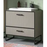 inn.furn Waschtisch Set "Scana" sand und schwarz Waschbeckenunterschrank mit Waschbecken 80 cm, Soft-Close