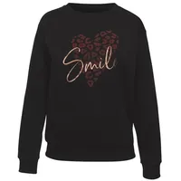 LASCANA Sweatshirt mit Herz-Leo-Druck schwarz 44/46