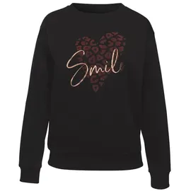 LASCANA Sweatshirt mit Herz-Leo-Druck schwarz 44/46