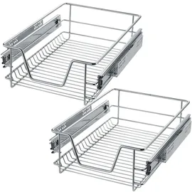 Tectake tectake® Teleskopschublade, verchromt, verstellbare Breite, einfache Montage