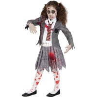 Funidelia | ZombieStudentin Kostüm für Mädchen Untoter, Halloween, Horror - Kostüm für Kinder & Verkleidung für Partys, Karneval & Halloween - Größe 10-12 Jahre - Grau/Silber
