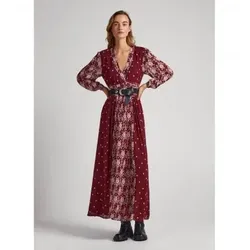 Pepe Jeans für Damen. PL953360 Giomar Kleid kastanienbraun (M), Lässig, Viskose, Langarm, Nachhaltig
